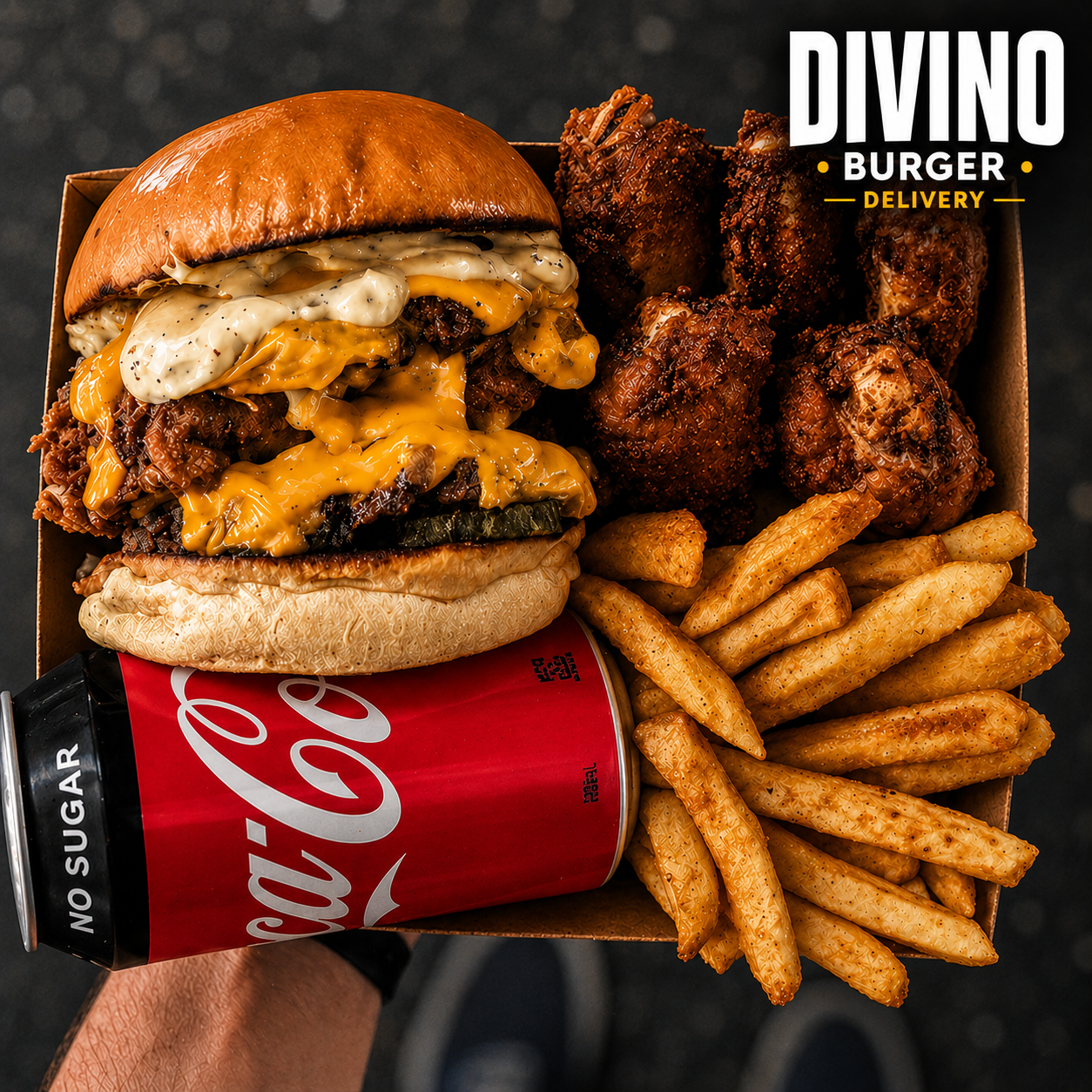 COMBO Solteiro - 1X Classic Chicken Cheese + Coca-Cola + 500g Fritas + 500g de Frango Frito